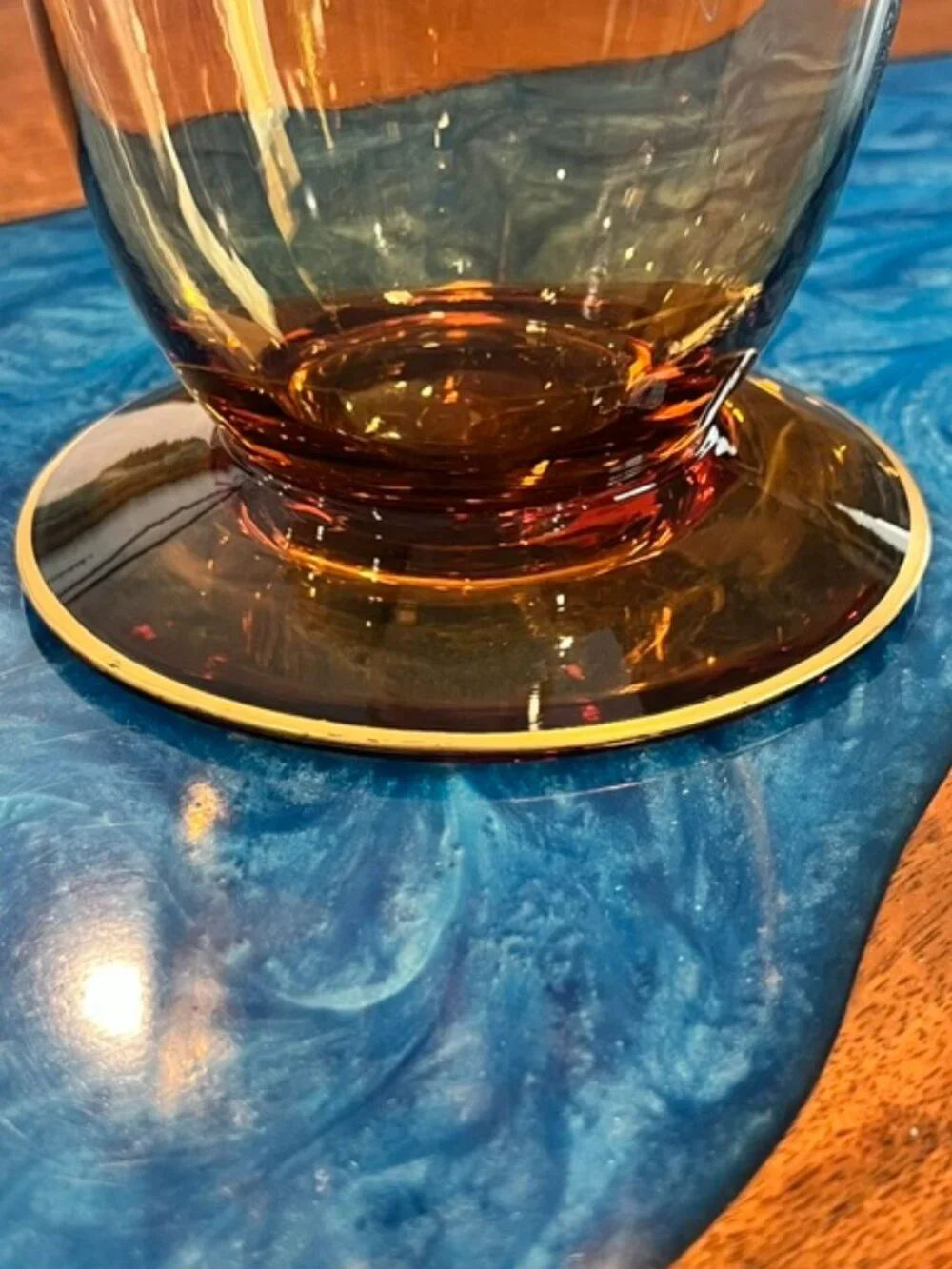 Cambridge Amber Etched Glass #717 Bird & Butterfly 13